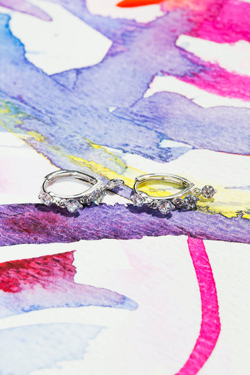 tiny sparkling diamond huggies